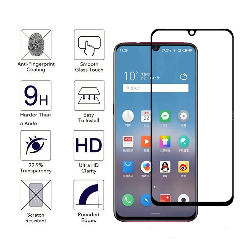 0 3 мм 2.5D полноэкранное черное 9H закаленное стекло для Meizu Note 9 полноэкранная