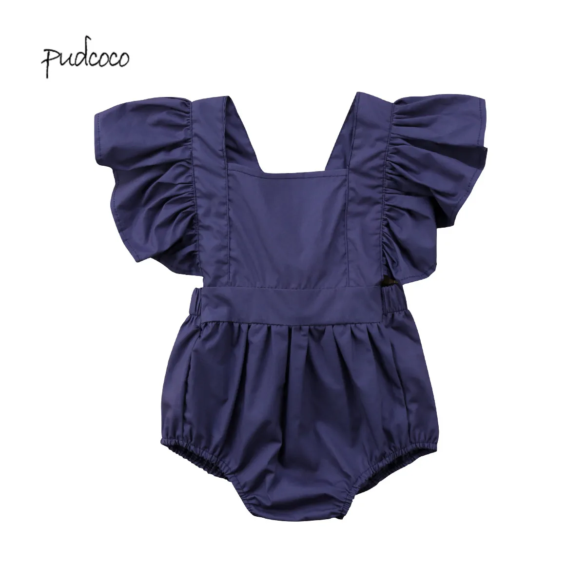 Pudcoco/Новый брендовый комбинезон с рукавами крылышками и открытой спиной для