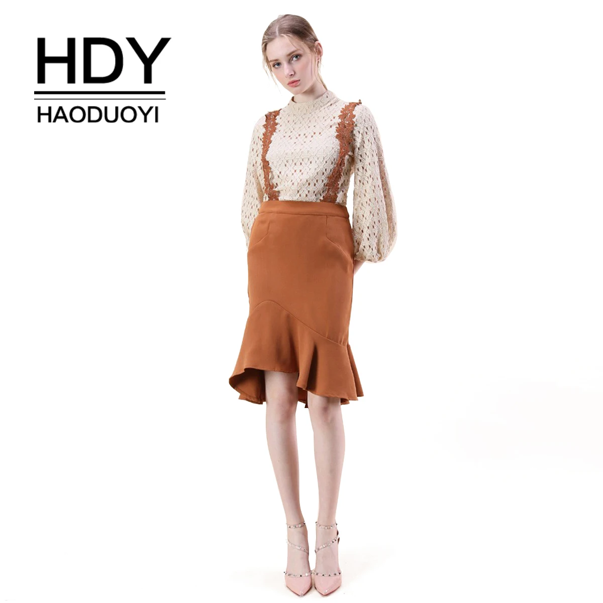 HDY Haoduoyi милые новые весенние женские белые черные шифоновые кружевные топы с