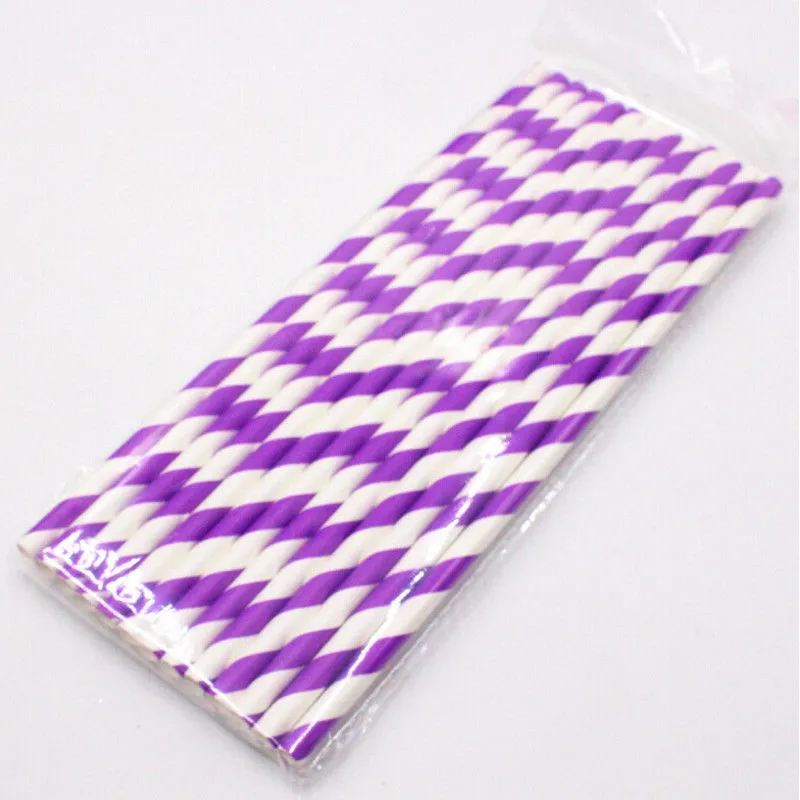 Дешевые бумажные соломки 25 шт. зелено белые свадебные для дней рождения