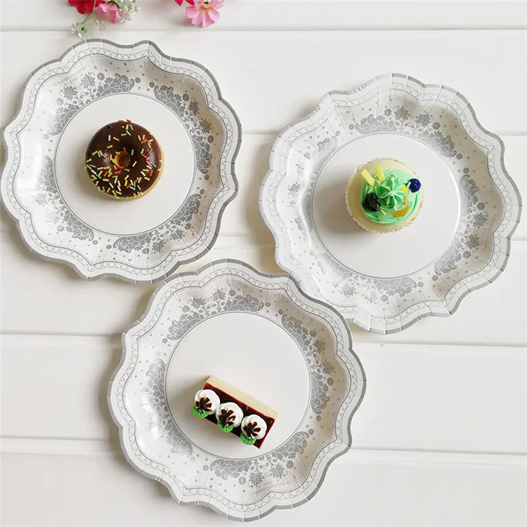 1 комплект одноразовые Цветочные линии бумажные тарелки для вечеринок Набор дня