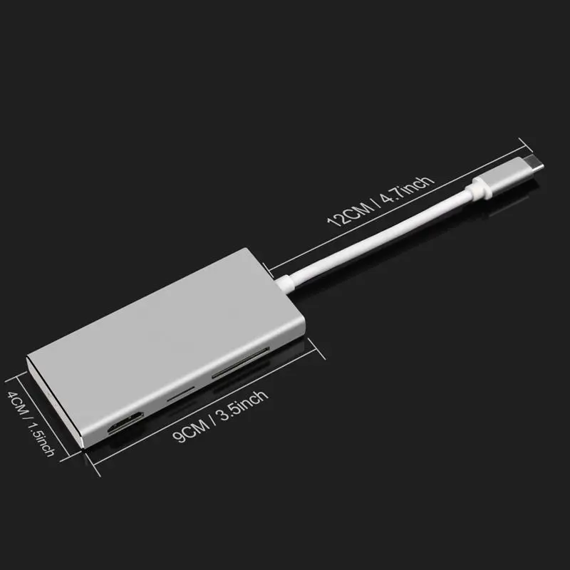 7 в 1 Usb C концентратор адаптер с 3 портами 0/Hdmi выход/Type зарядный порт/Sd/Micro Sd