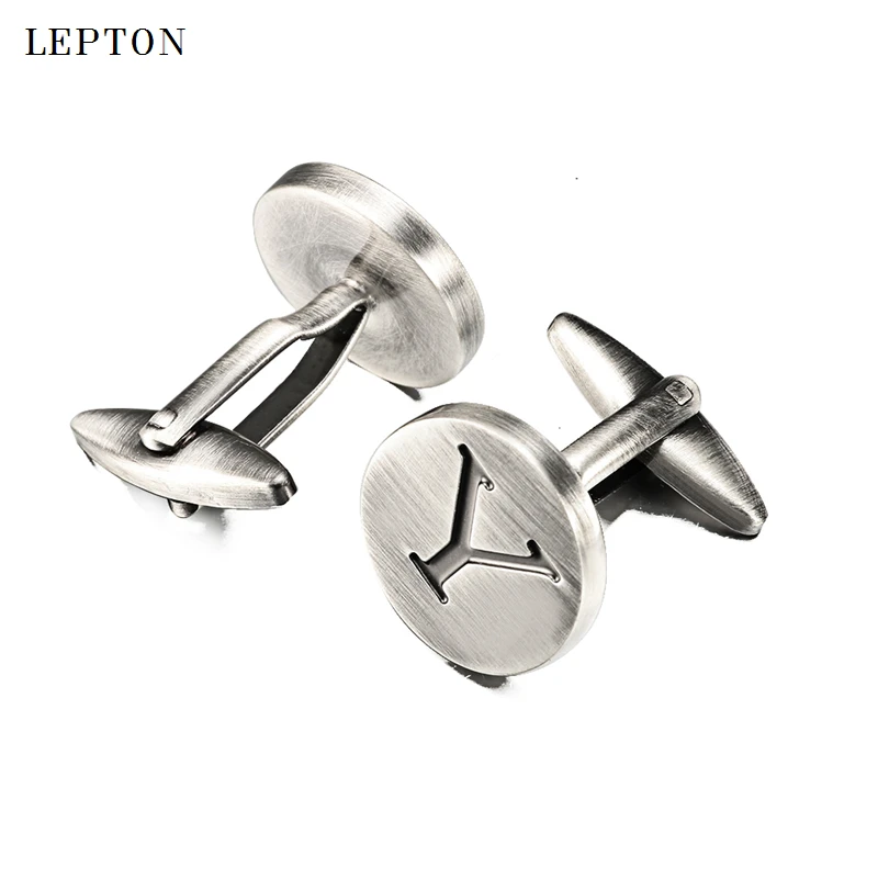 Lepton Letters of an alphabet Y Cufflinks For Mens Classic Antique Silver plated cuff links Men shirt cuffs Cufflink | Украшения и