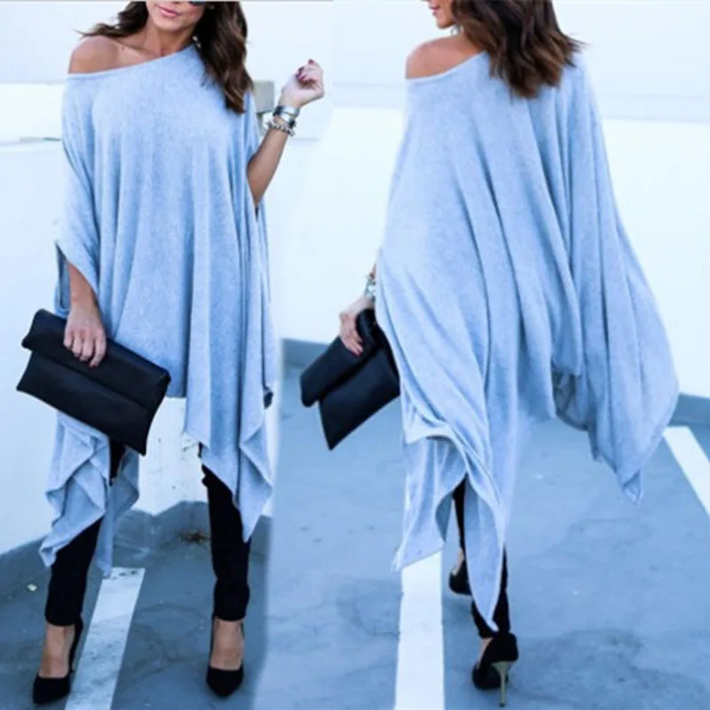 Женские топы Необычные повседневные блузки размера плюс на одно плечо с рукавом