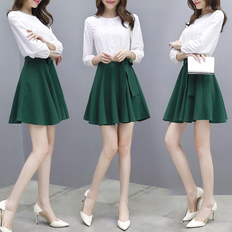 Новинка Весна 2019 Женская одежда комплект из двух предметов белая рубашка и