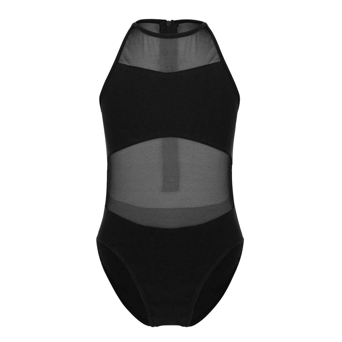 Детская танцевальная одежда на молнии без рукавов сетчатый спортивный купальник