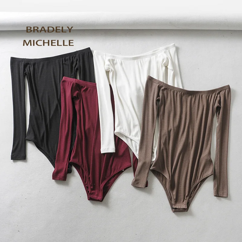 Соблазнительные облегающие трикотажные боди BRADELY MICHELLE с длинным рукавом и