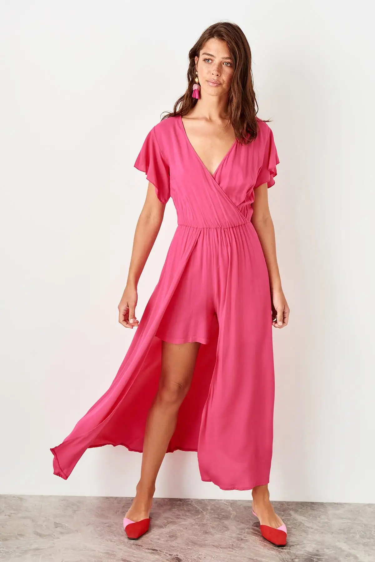 Trendyol Fuchsia Double Breasted Jumpsuit TWOSS19IS0073 |
