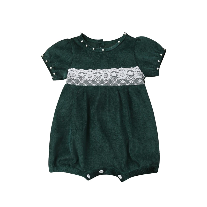 Милый кружевной комбинезон для новорожденных девочек летняя одежда с коротким