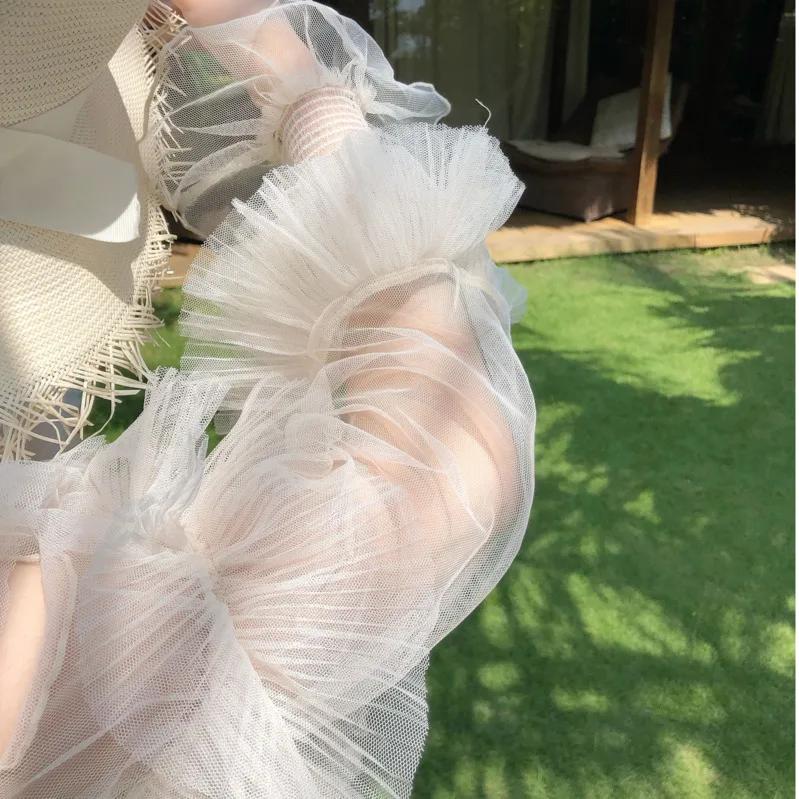 DEAT 2019 новая летняя модная женская одежда милая блузка из органзы и вискозы с