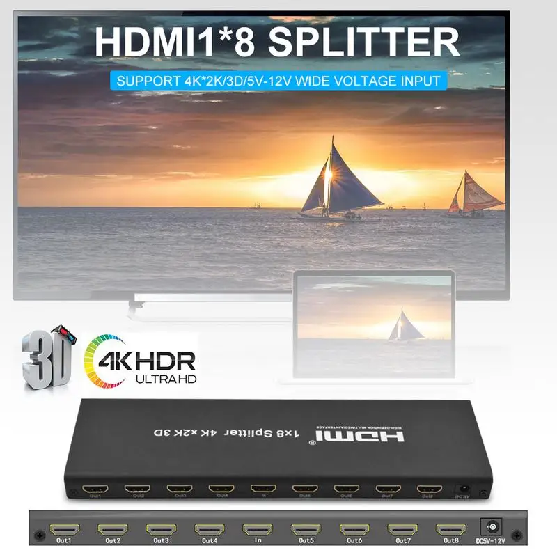 8 Порты 4 K 2 с мультимедийным интерфейсом высокой четкости разрешением Full HD 1080 p