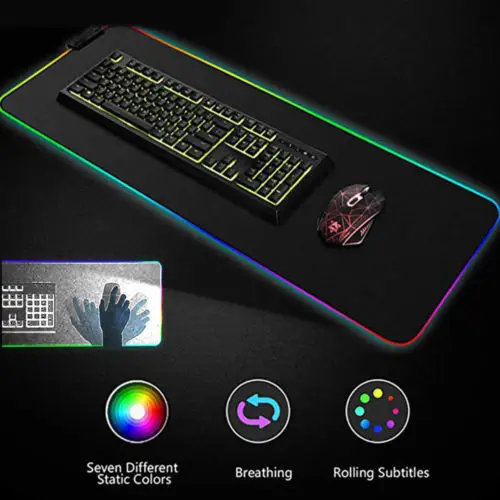 Большой разноцветный игровой коврик для мыши с RGB-подсветкой 300*250 мм ПК и ноутбука