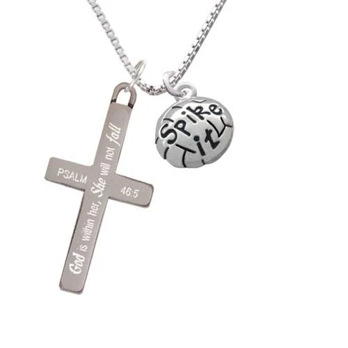 Волейбол Спайк она не будет падать крест ожерелье|Подвески| |