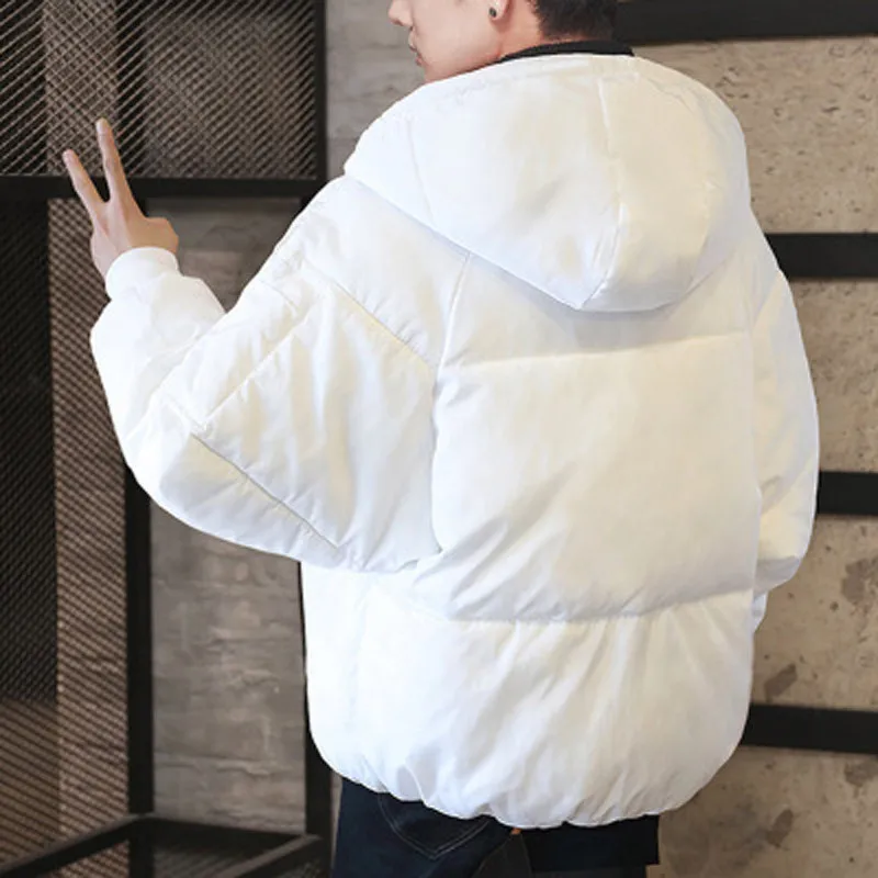 

2020 Men's Winter Jacket Large Size Solid Black Zipper Loose Parka Masculina Hoodie Thick Warm Bread Clothing Time limited