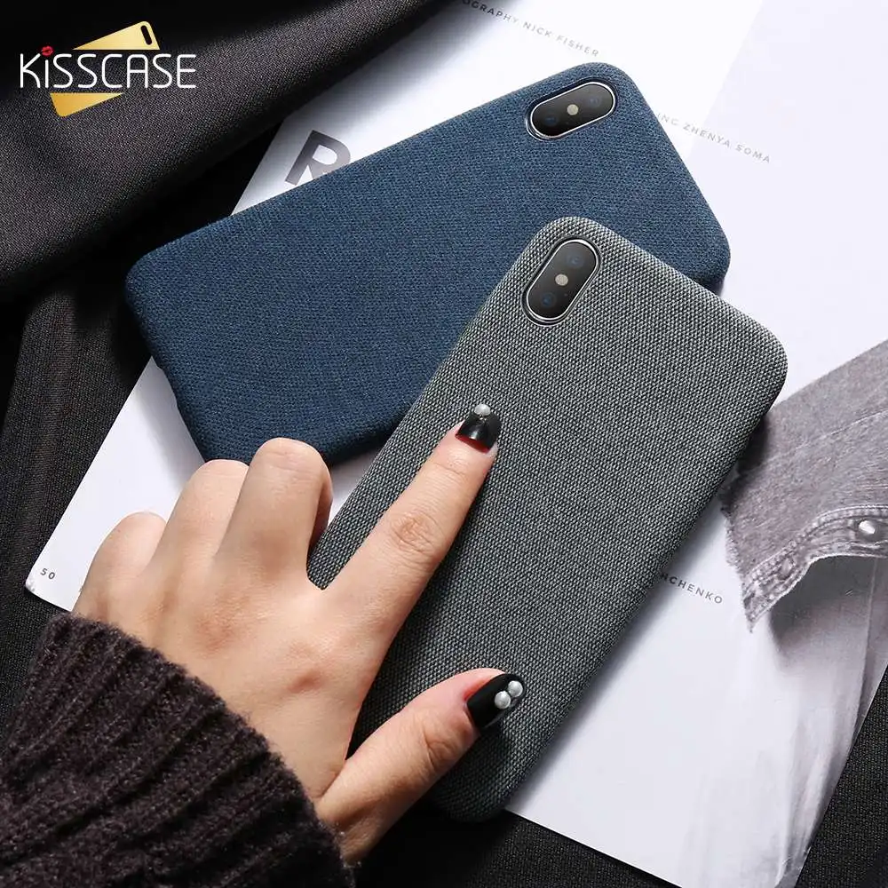 KISSCASE тканевый чехол с узором для iPhone 7 X XS простой винтажный деловой 6 6S 8 Plus XR MAX