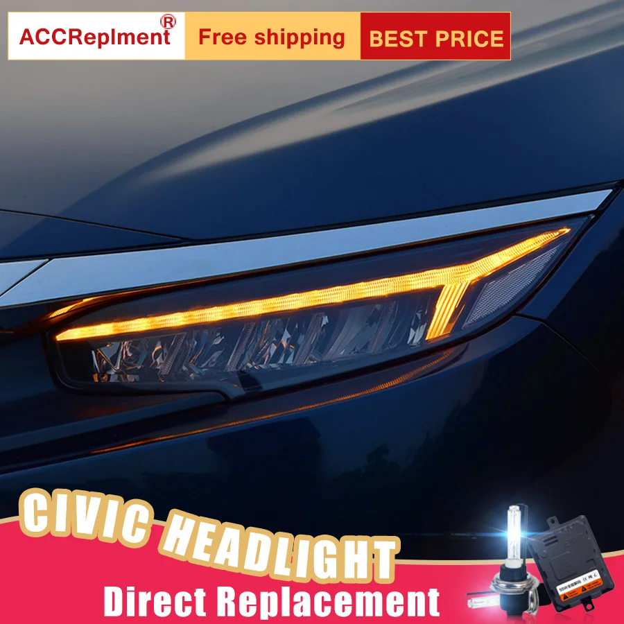 2 шт. светодиодный светодиодные фары для Honda Civic 2016-2018 | Автомобили и мотоциклы
