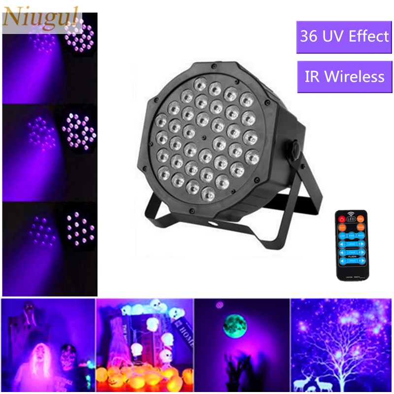 Дистанционный автоматический звуковой активный DMX512 Master-slave 36X3W УФ светодиодный светильник сценического освещения Ультрафиолетовый черный светильник Par светильник Точечный светильник для дискотеки