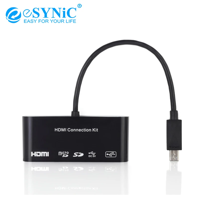 ESYNiC HDTV HDMI конвертер Поддержка SD/TF/M2 карты памяти для samsung Galaxy S3/S4/S5/Примечание Micro USB