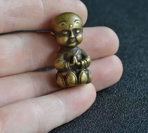 

Collection archaize brass lotus young monk crafts small statue