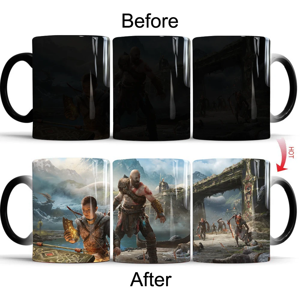 

God of War 4 Coffee Mugs Heat Changing Color Transforming Tea Cup