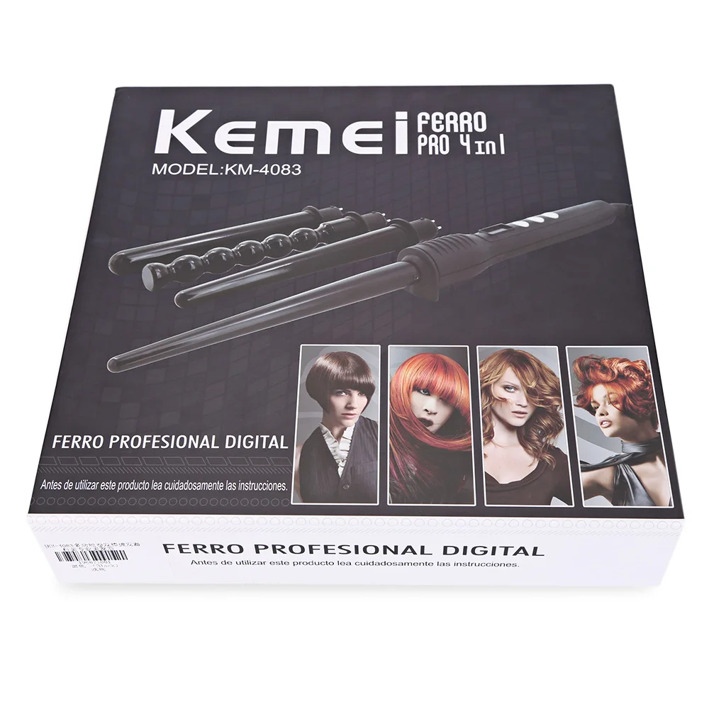 Kemei KM 4083 4 в 1 Макияж для волос бигуди ролик съемный щипцы завивки светодиодный