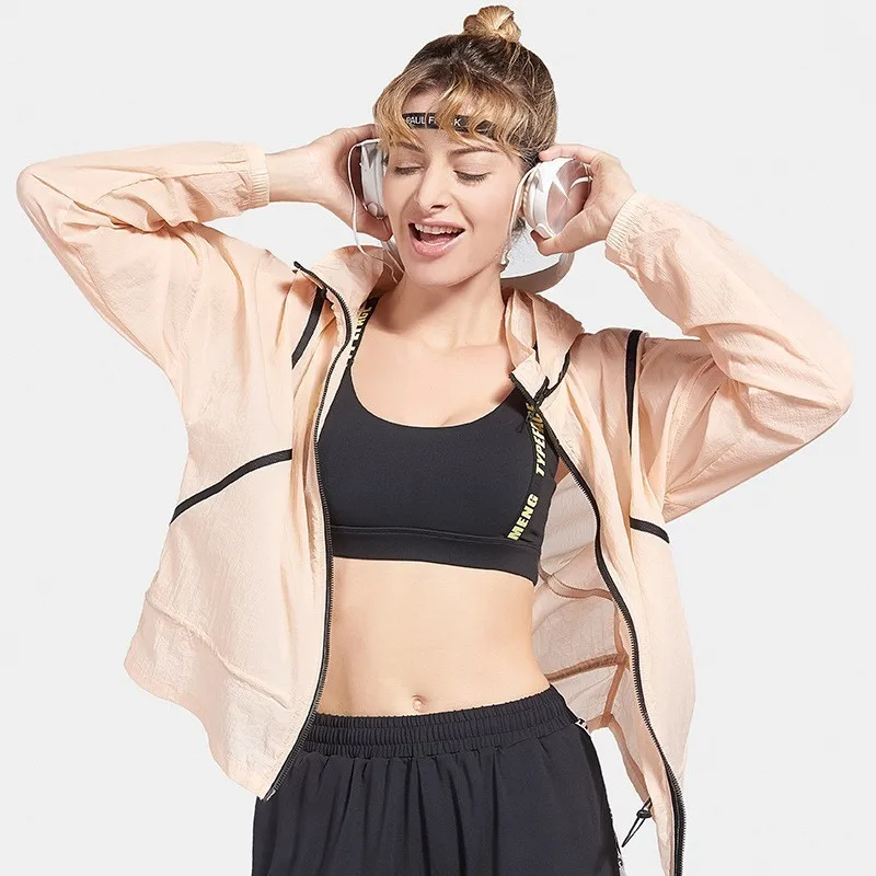 Женская спортивная куртка с капюшоном на молнии дышащая Спортивная