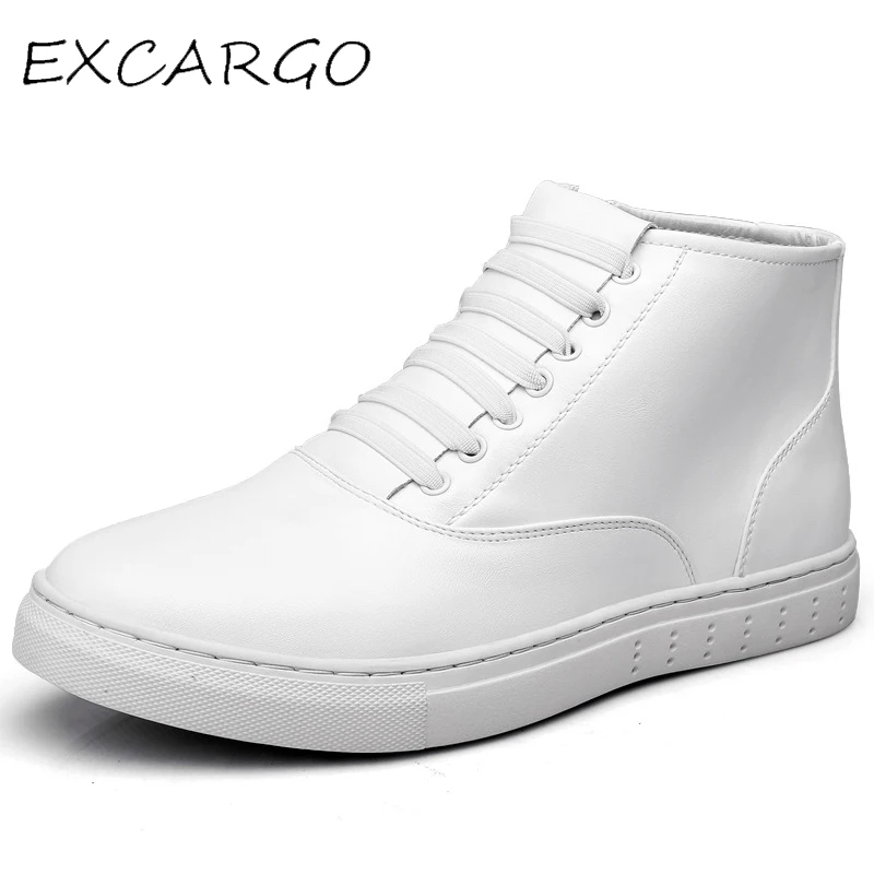 

EXCARGO Mens White Shoes Ankle Boots Genuine Leather 2019 High Top Black/white Ankle Boots Shoes For Men Spring Casual Boots