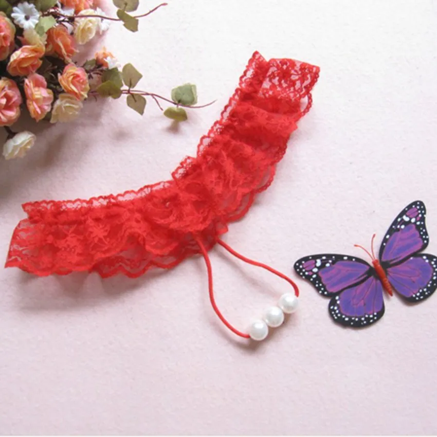 Женские сексуальные кружевные трусики стринги G String с микро бисером нижнее белье