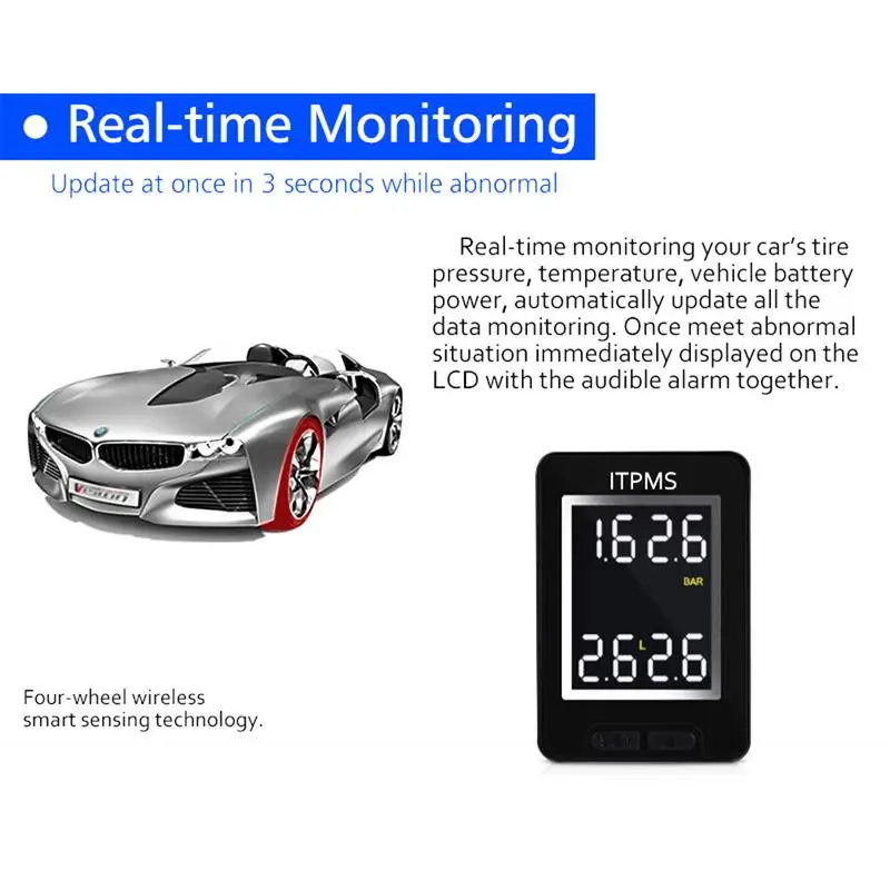 CAREUD U912 автомобильный TPMS беспроводной монитор давления в шинах с 4 внешними