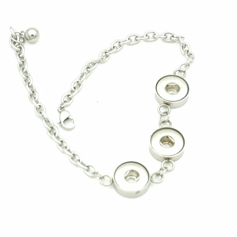 Новый браслет из нержавеющей стали с тремя кнопками DIY 12 мм защелки богемные