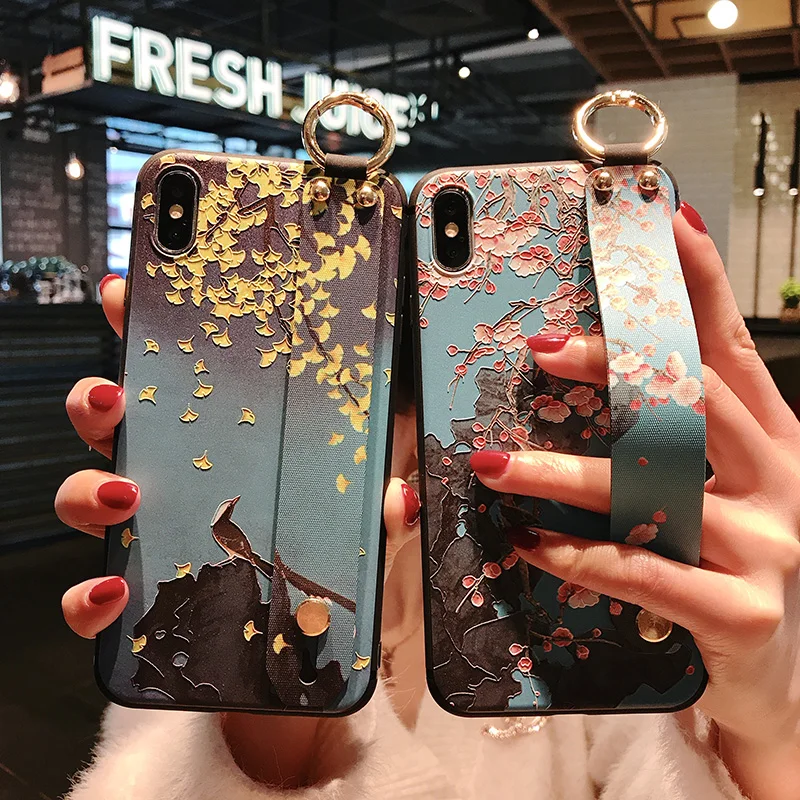 Чехол с ремешком на запястье для Samsung Galaxy S8 S9 S10 Plus Note 8 9 10 Мягкий защитный чехол