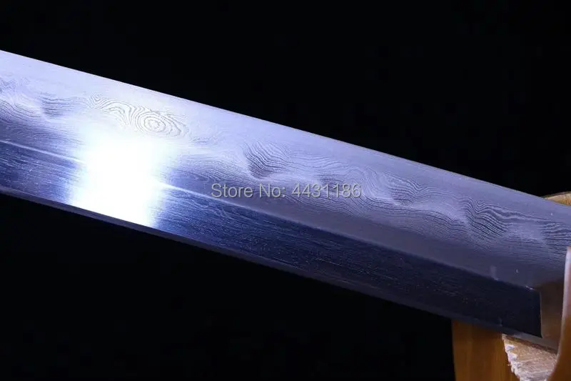 Полностью Tang Дамасская сложенная стальная глина закаленная бритва острый
