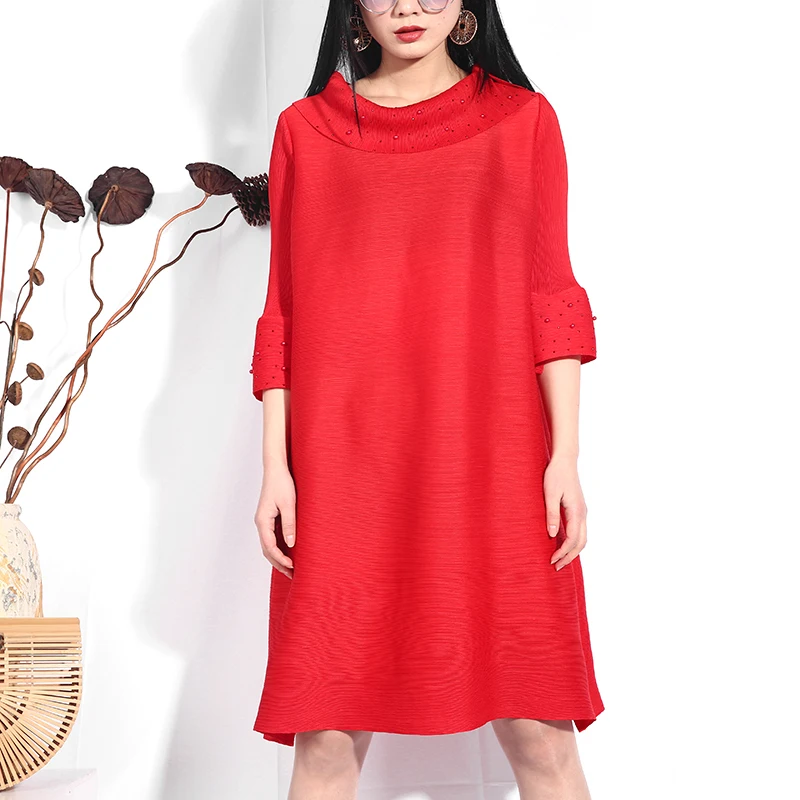 LANMREM/Новинка 2019 года сезон весна-лето модное плиссированное платье женское с