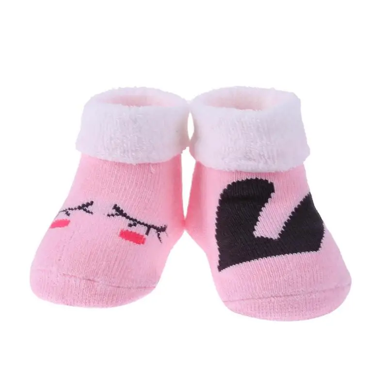 1 Pair Newborn Baby Breathable Cotton Winter Socks Girls Boys Loop Pile Cartoon Soft Warm Anti-skid Home Floor Shoes Gifts | Детская