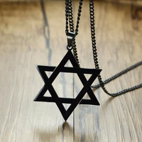 classic mens star of david pendant necklace in black gold silver color stainless steel israel jewish jewelry free chain 24 inch