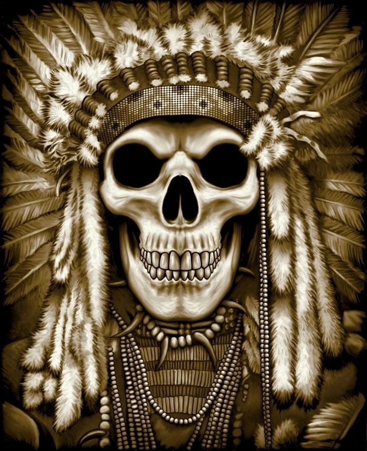 Индийский Скелет Череп с войной капот черная футболка Размер L TJB18|Мужские