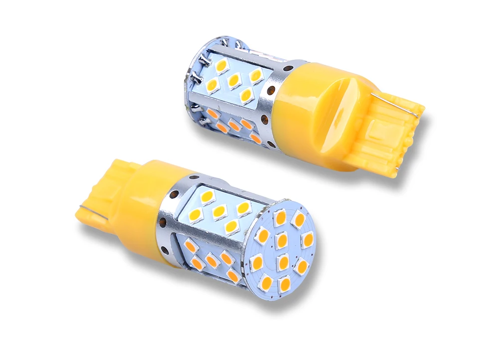 Автомобиль указатели поворота T20 7440 BAU15S 1156 светодио дный лампы 3030 35SMD Canbus Янтарный