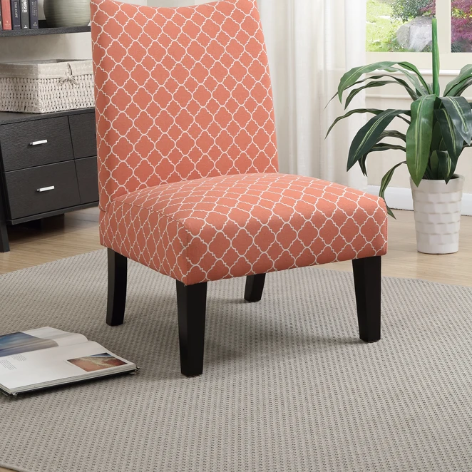 Стул акцента полиэфирные ткани в материя с узором оранжевом|Стулья для гостиной|
