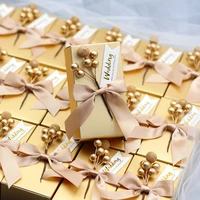 10pcs new creative gold candy gift boxes kraft paper wedding birthday party christmas baby shower favor candy gift packaging box