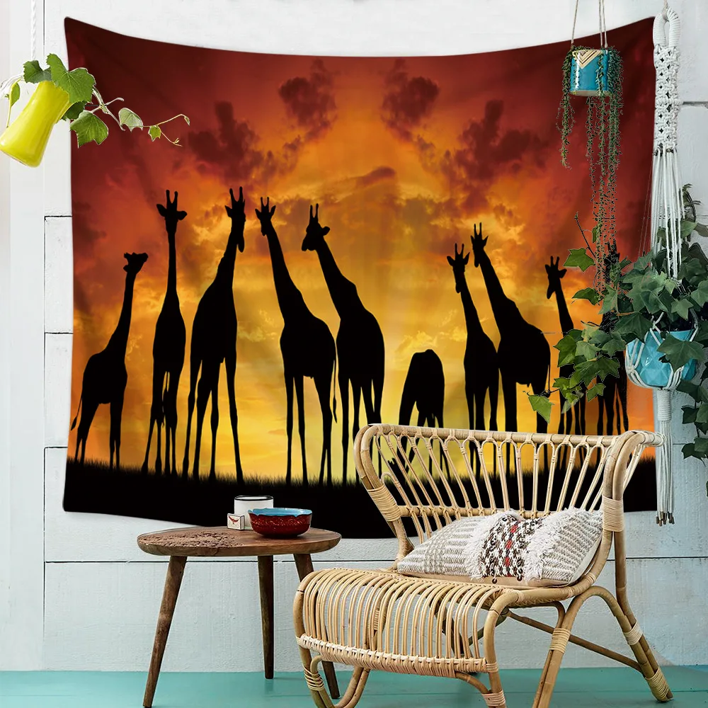 Оранжевый закат желтый лес осенний гобелен стене висит ткань гобелены дерево