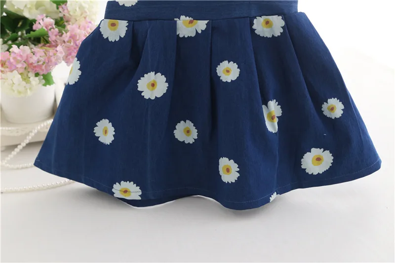 New 2018 Spring and Summer Clothes for Girl Cowboy Suspenders Dress Cute Baby Girls Denim Floral Toddler Dresses | Детская одежда и