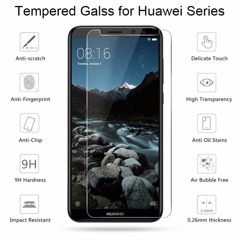 Tempered Glass For Huawei Y9 2019 Y5 Y6 Prime Y7 2018 Honor 9X 30 8X Pro Screen Protector Nova 4 Protective Film HD | Мобильные