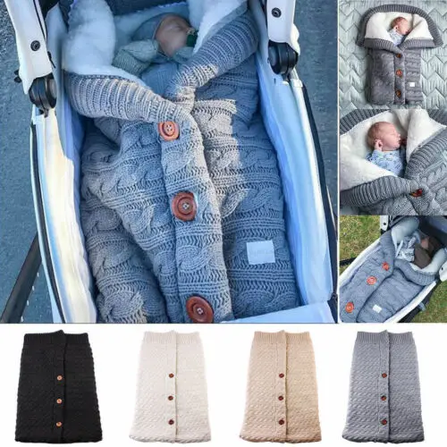 Newborn Baby Blanket Knit Crochet Swaddle Sleeping Bag Stroller Wrap | Дом и сад