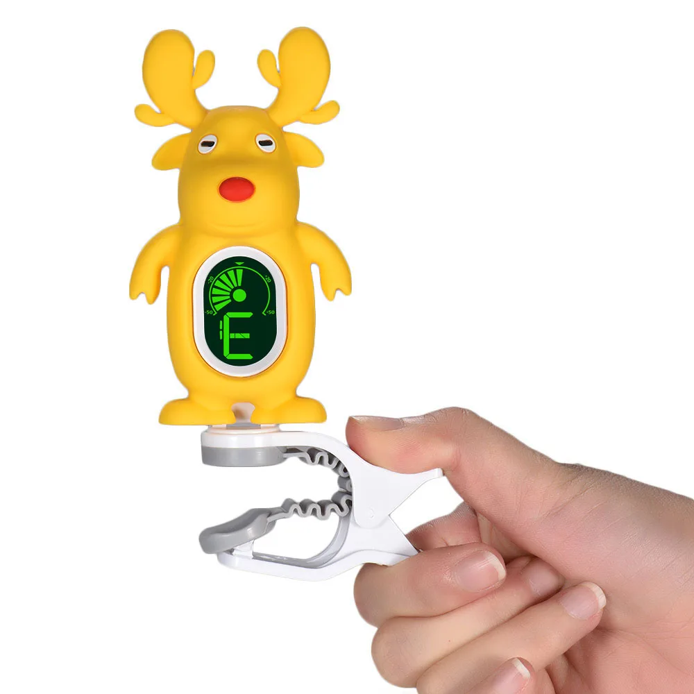 Acoustic Guitar Tuner Cute Cartoon High Quality Clip-On LCD Display for Chromatic Bass Ukulele Accessories | Спорт и развлечения