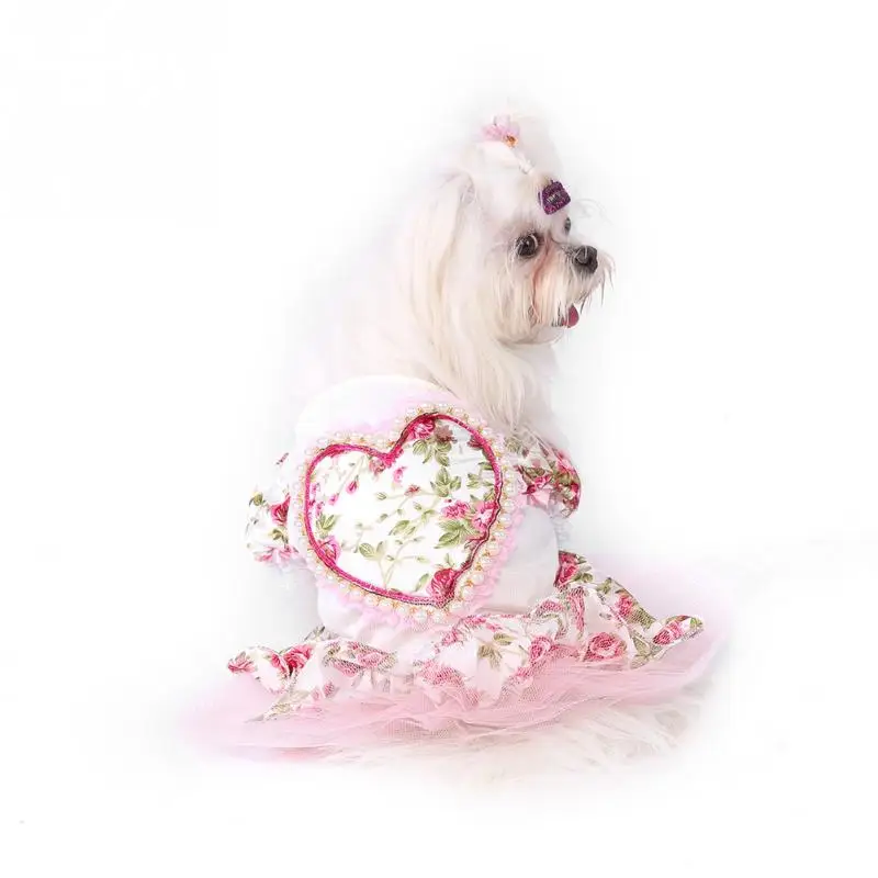Роскошное Свадебное платье с цветами в форме сердца для собаки свадебное