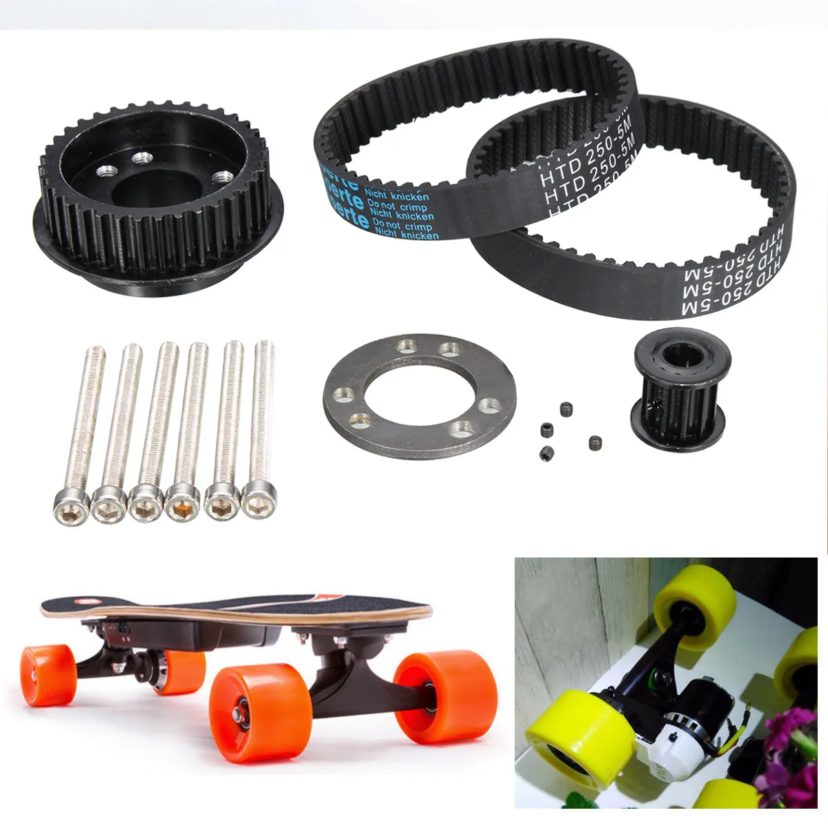 Комплект маховика для электрического скейтборда ABEC широкие ремни 15 мм комплект