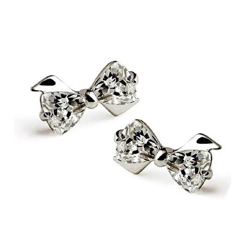 SAISEE белый золотистого цвета прозрачный кубический цирконий Бант Серьги гвоздики