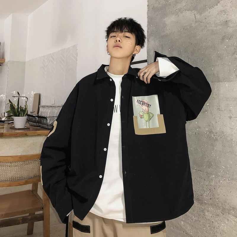 Мужская Молодежная куртка в японском стиле Харадзюку свободная повседневная с