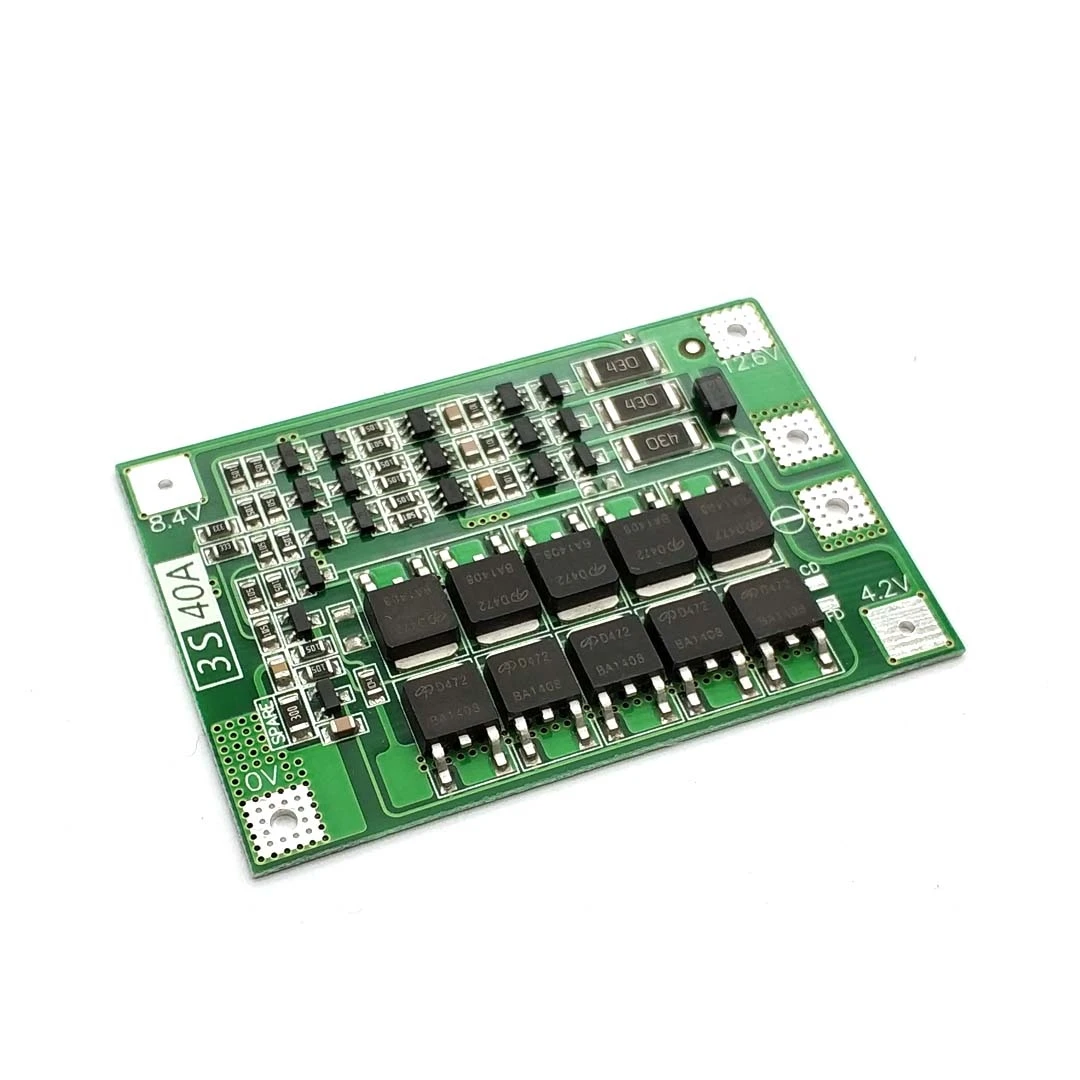 Модуль защиты PCB BMS 3S 40А защитная плата зарядника литий ионных и полимерных