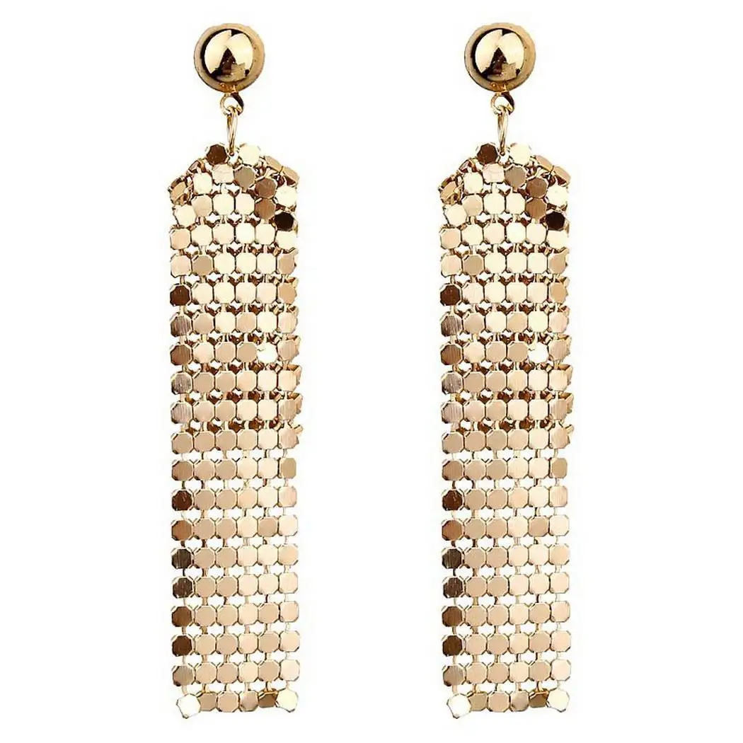 Women Jewelry Sequins Drop Earrings Long Earring Dangle Pair of Silver Gold Pierced Fashion | Украшения и аксессуары